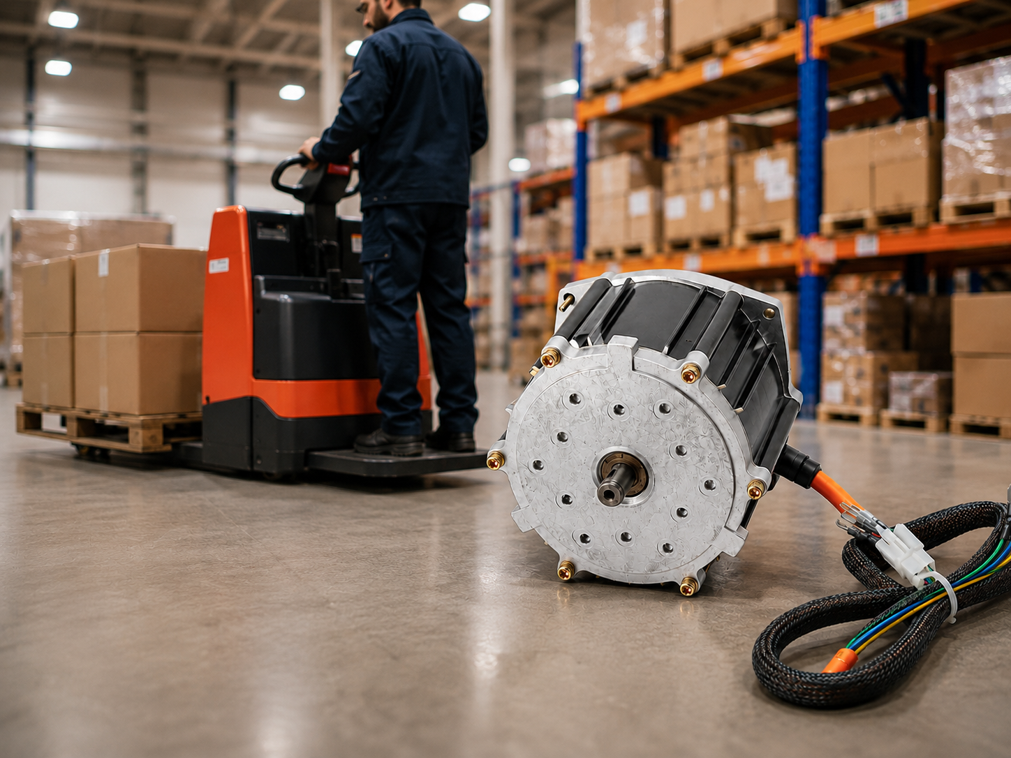 Brushless DC motor for electric pallet trucks