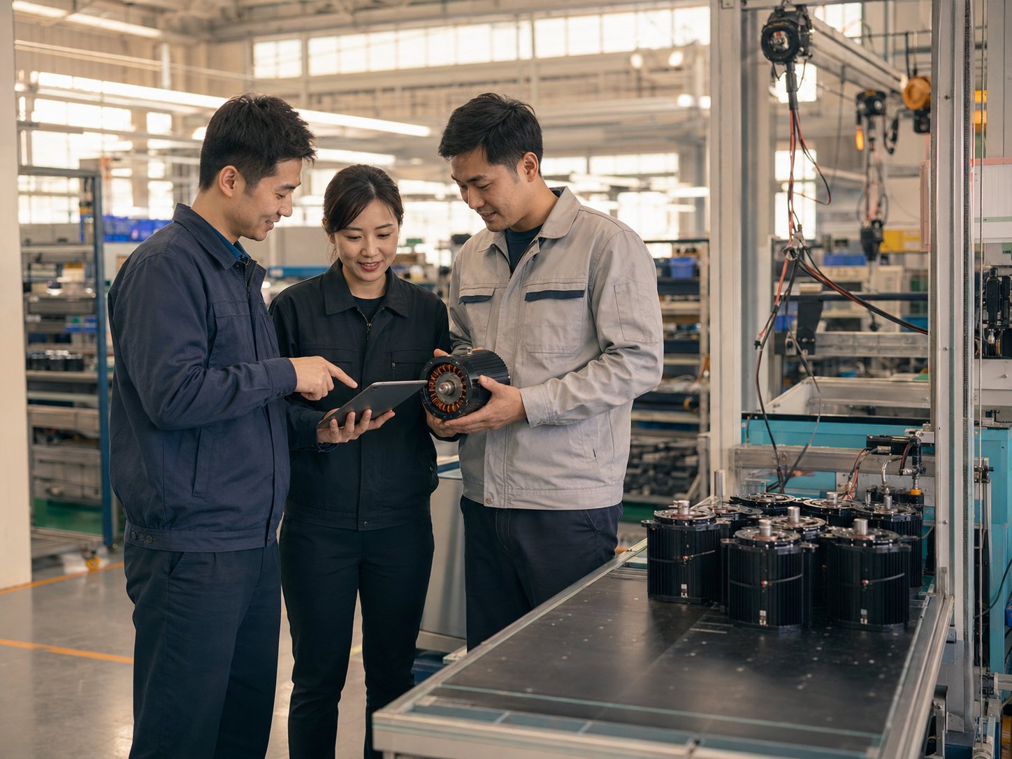 HAGMOTOR factory team coordinating customized motor production