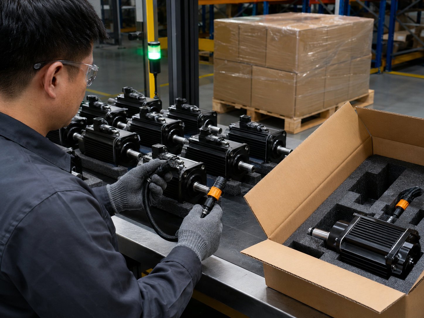 Motor final inspection packaging and batch delivery