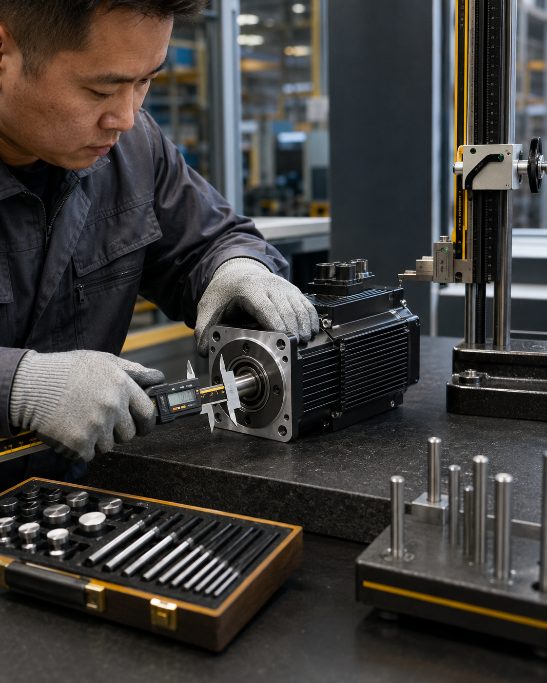 Motor shaft flange and mounting dimension inspection