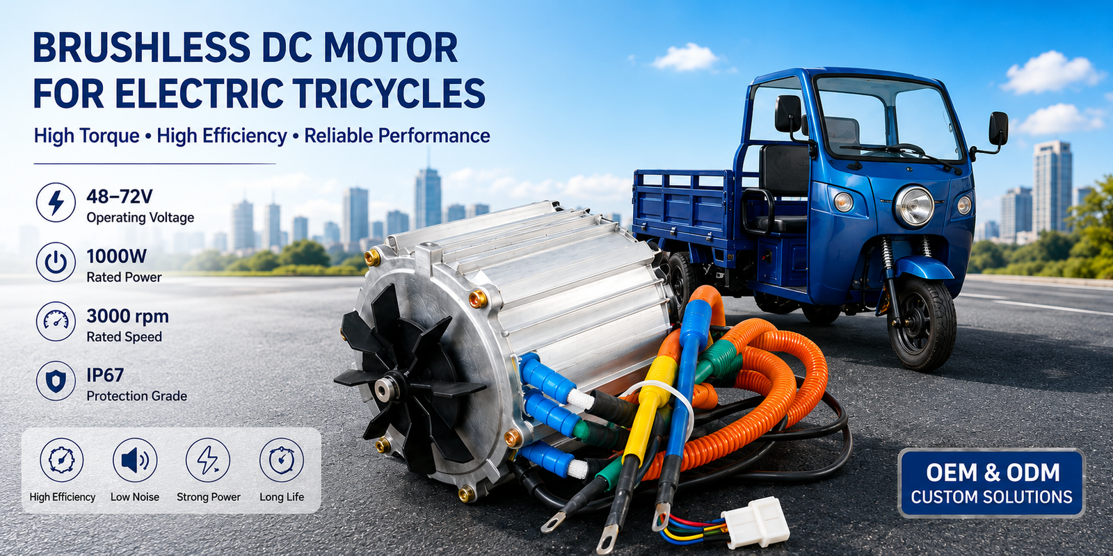 JWH 60V 1000W brushless DC motor for electric tricycles