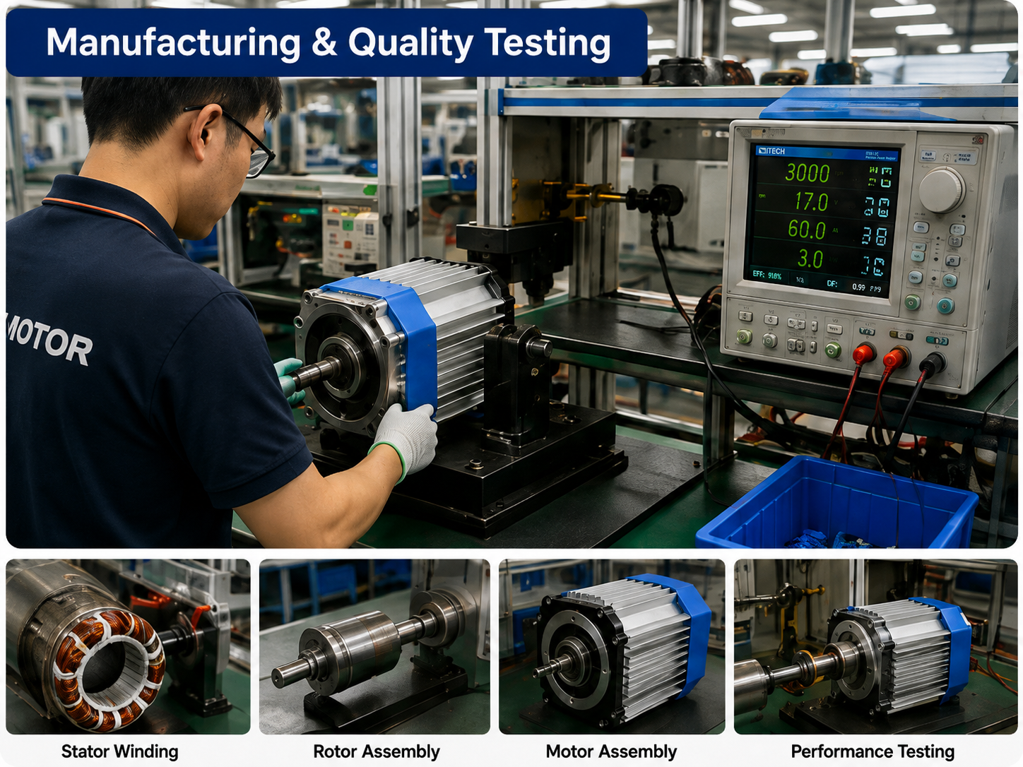 JWH motor manufacturing and quality testing