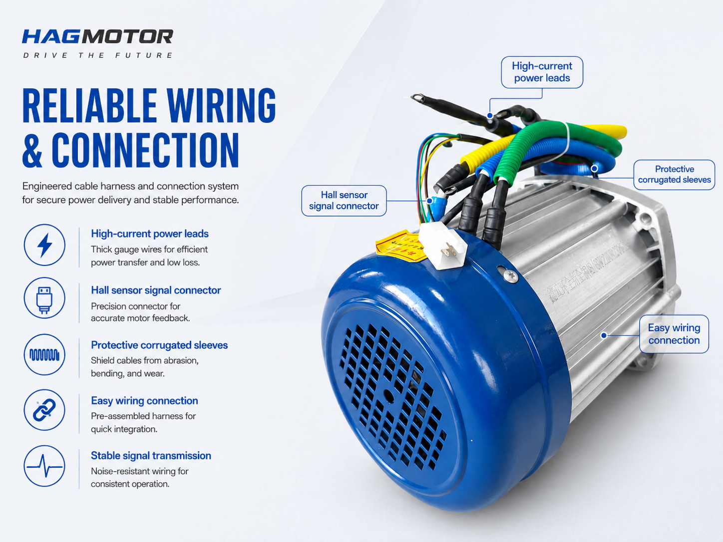 Heavy current motor wiring harness