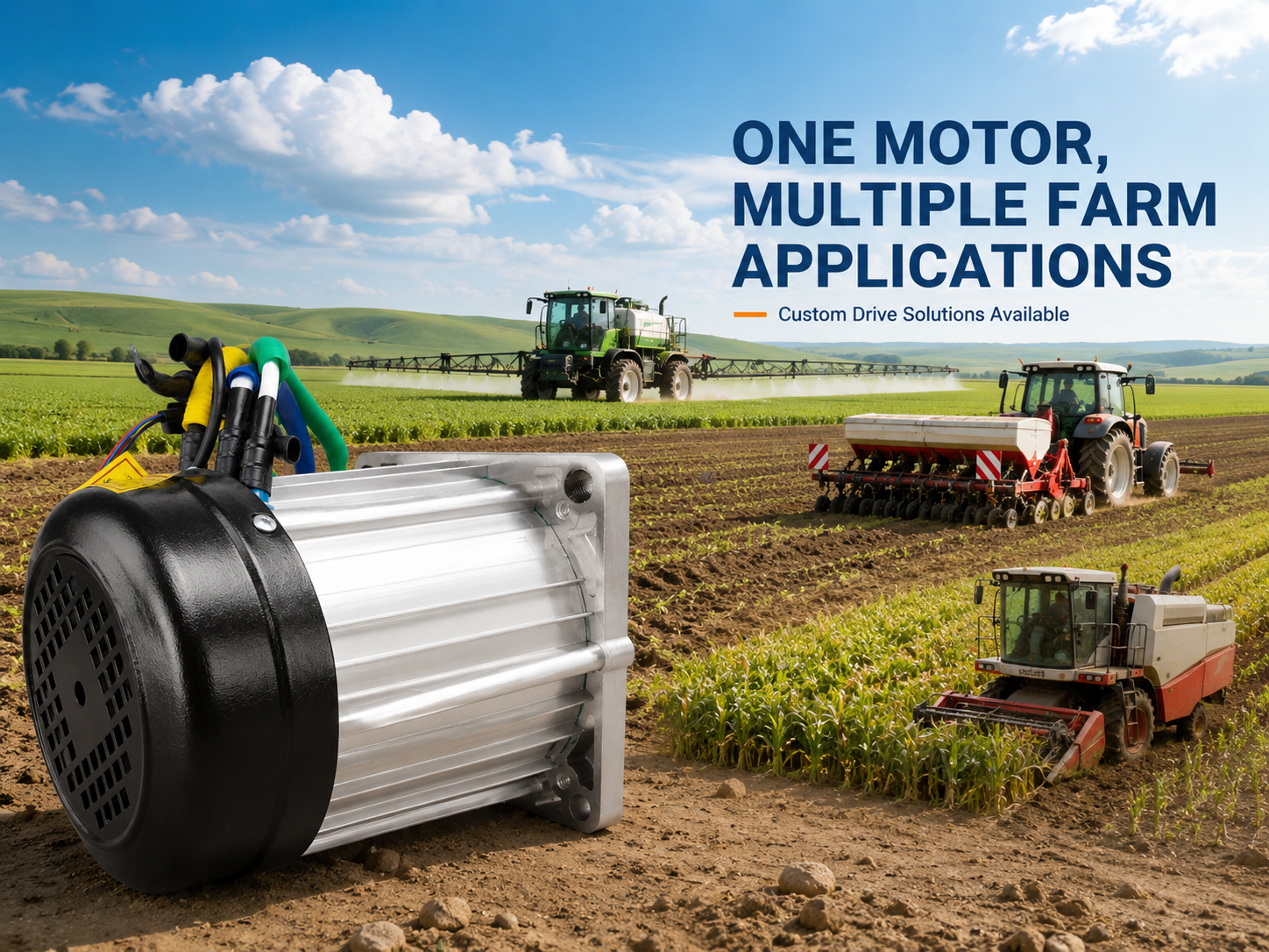 BLDC motor for multiple agricultural machinery applications