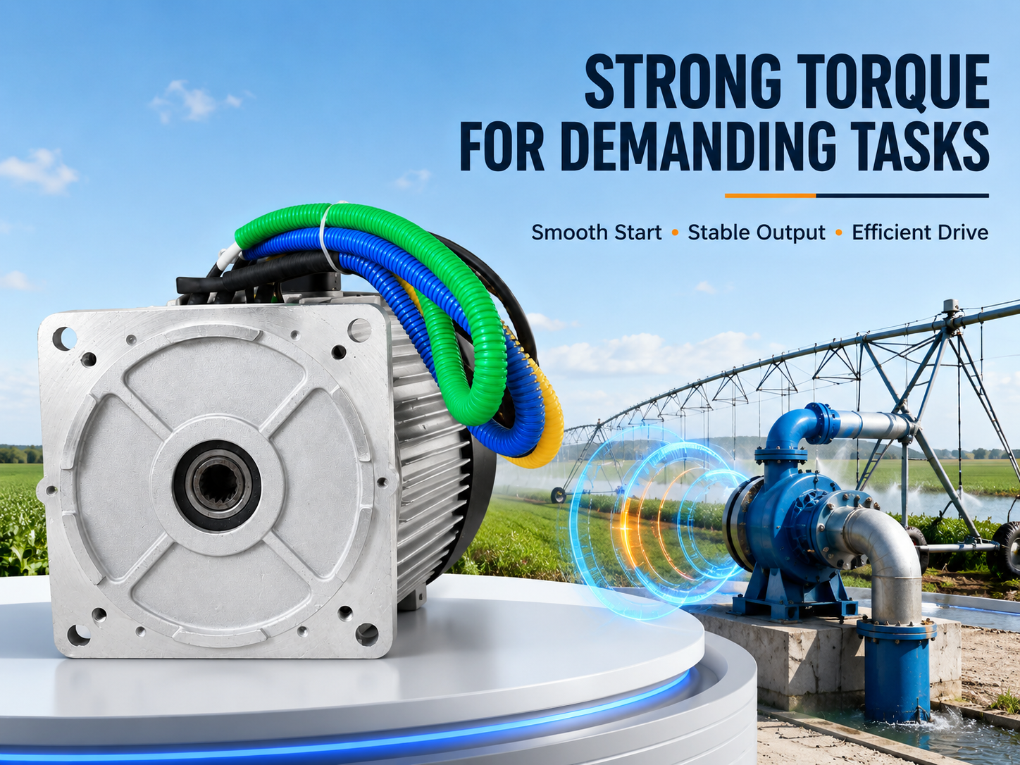 High torque BLDC motor for agricultural irrigation pump