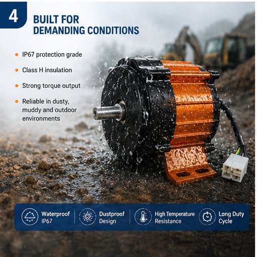 Engineering motor operating in demanding working conditions
