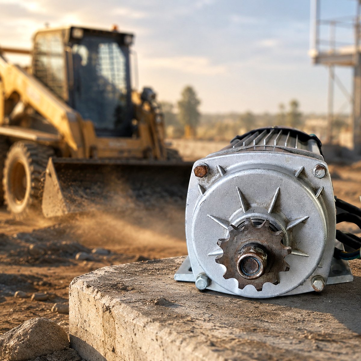 Engineering vehicle motor working in demanding conditions