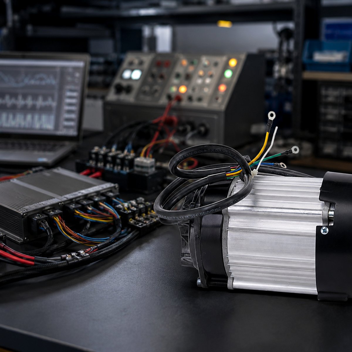 Engineering vehicle motor and controller drive system