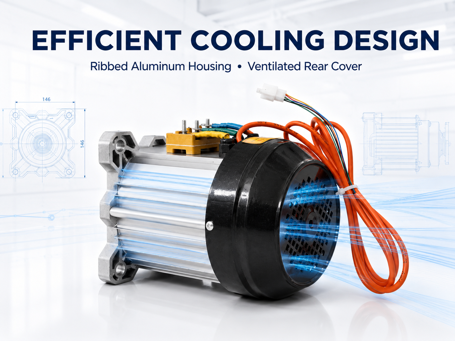 146 Series ribbed aluminum motor housing